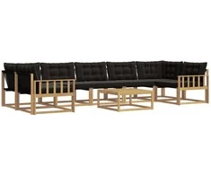 Lauko sofos komplektas 8 pcs Balta ir juoda 79 x 79 x 37 cm