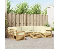 Lauko sofos komplektas 8 pcs Balta ir kreminė 59 x 59 x 37 cm