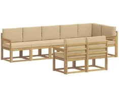 Lauko sofos komplektas 8 pcs Balta ir kreminė Poliesteris