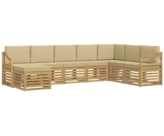 Lauko sofos komplektas 8 pcs Balta ir kreminė