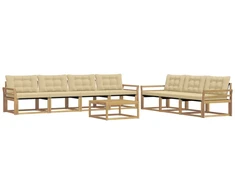 Lauko sofos komplektas 8 pcs Balta ir kreminė