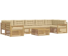 Lauko sofos komplektas 8 pcs Balta ir kreminė