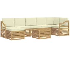 Lauko sofos komplektas 8 pcs Balta ir kreminė 59 x 59 x 37 cm