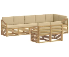 Lauko sofos komplektas 8 pcs Balta ir kreminė