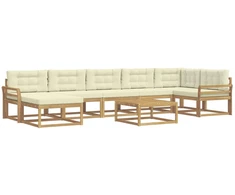 Lauko sofos komplektas 8 pcs Balta ir kreminė