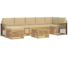 Lauko sofos komplektas 8 pcs Balta ir kreminė 59 x 59 x 37 cm