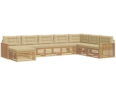 Lauko sofos komplektas 8 pcs Balta ir kreminė
