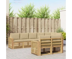 Lauko sofos komplektas 8 pcs Balta ir kreminė