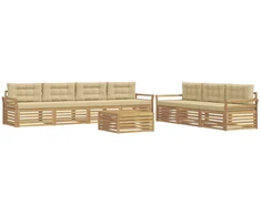 Lauko sofos komplektas 8 pcs Balta ir kreminė