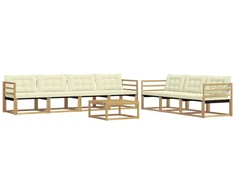 Lauko sofos komplektas 8 pcs Balta ir kreminė