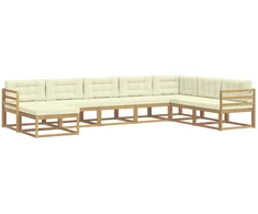Lauko sofos komplektas 8 pcs Balta ir kreminė