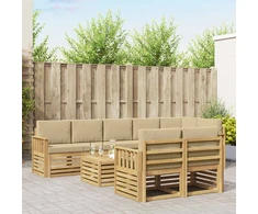 Lauko sofos komplektas 8 pcs Balta ir kreminė 59 x 59 x 37 cm
