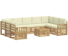 Lauko sofos komplektas 8 pcs Balta ir kreminė 59 x 59 x 37 cm