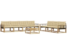 Lauko sofos komplektas 8 pcs Balta ir kreminė