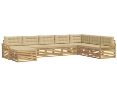 Lauko sofos komplektas 8 pcs Balta ir kreminė