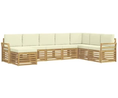 Lauko sofos komplektas 8 pcs Balta ir kreminė 308 x 190 x 73 cm