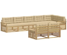 Lauko sofos komplektas 8 pcs Balta ir kreminė