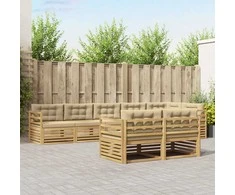 Lauko sofos komplektas 8 pcs Balta ir kreminė Poliesteris
