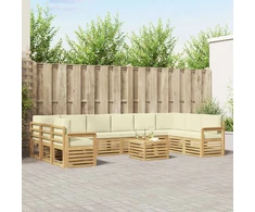 Lauko sofos komplektas 8 pcs Balta ir kreminė 59 x 59 x 37 cm