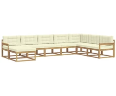 Lauko sofos komplektas 8 pcs Balta ir kreminė