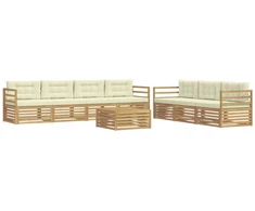 Lauko sofos komplektas 8 pcs Balta ir kreminė 79 x 79 x 37 cm