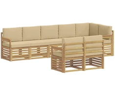 Lauko sofos komplektas 8 pcs Balta ir kreminė