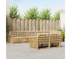 Lauko sofos komplektas 8 pcs Balta ir kreminė Poliesteris