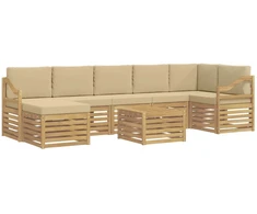 Lauko sofos komplektas 8 pcs Balta ir kreminė 59 x 59 x 37 cm