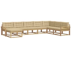 Lauko sofos komplektas 8 pcs Balta ir kreminė