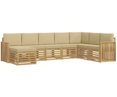 Lauko sofos komplektas 8 pcs Balta ir kreminė
