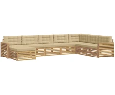 Lauko sofos komplektas 8 pcs Balta ir kreminė