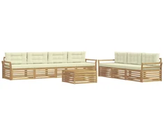 Lauko sofos komplektas 8 pcs Balta ir kreminė
