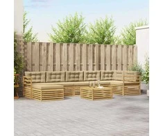 Lauko sofos komplektas 8 pcs Balta ir kreminė Poliesteris