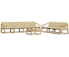 Lauko sofos komplektas 8 pcs Balta ir kreminė