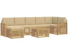 Lauko sofos komplektas 8 pcs Balta ir kreminė 59 x 59 x 37 cm