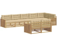 Lauko sofos komplektas 8 pcs Balta ir kreminė