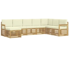 Lauko sofos komplektas 8 pcs Balta ir kreminė