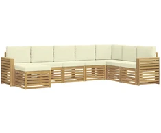 Lauko sofos komplektas 8 pcs Balta ir kreminė