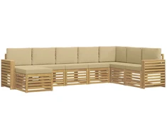Lauko sofos komplektas 8 pcs Balta ir kreminė