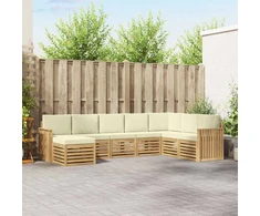 Lauko sofos komplektas 8 pcs Balta ir kreminė