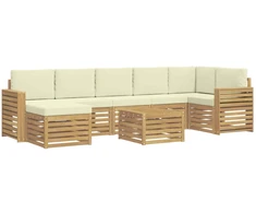Lauko sofos komplektas 8 pcs Balta ir kreminė 59 x 59 x 37 cm
