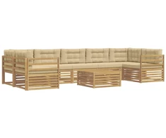 Lauko sofos komplektas 8 pcs Balta ir kreminė