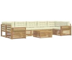Lauko sofos komplektas 8 pcs Balta ir kreminė