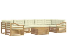Lauko sofos komplektas 8 pcs Balta ir kreminė