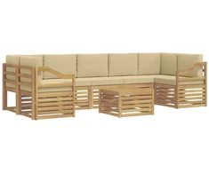 Lauko sofos komplektas 8 pcs Balta ir kreminė Poliesteris