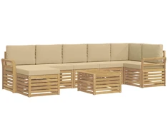 Lauko sofos komplektas 8 pcs Balta ir kreminė 59 x 59 x 37 cm