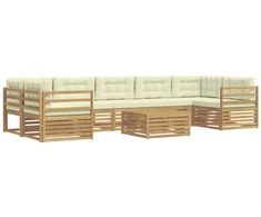 Lauko sofos komplektas 8 pcs Balta ir kreminė