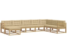 Lauko sofos komplektas 8 pcs Balta ir kreminė