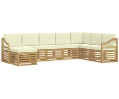 Lauko sofos komplektas 8 pcs Balta ir kreminė