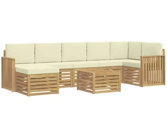 Lauko sofos komplektas 8 pcs Balta ir kreminė 59 x 59 x 37 cm